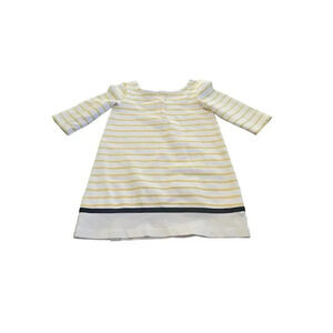 Janie and Jack Yellow Long Sleeve Striped Ribbon Trim A-Line Dress Size 5